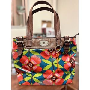 Fossil Dragonfly Key Per ZB5230 Colorful Print Coated Canvas Tote Bag